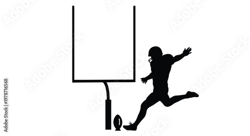 American football player kicking ball through goalpost
