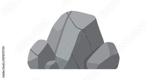 Stylized grey rock formation, natural stone element for game environments or landscape design projects