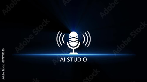 White microphone icon with sound waves and AI Studio text