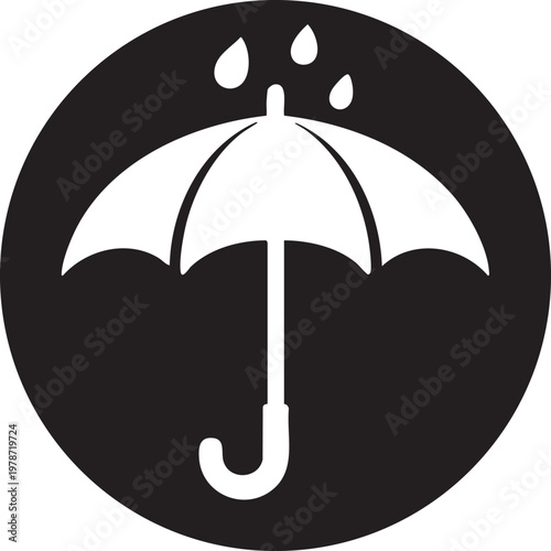 Waterproof Umbrella Icon Vector Graphic Representing Protection from Rain and Weather Elements