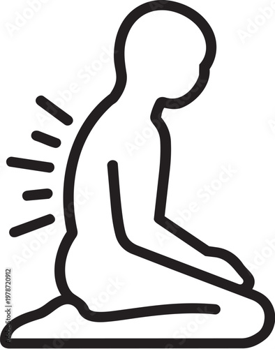A person sitting on the floor with back pain