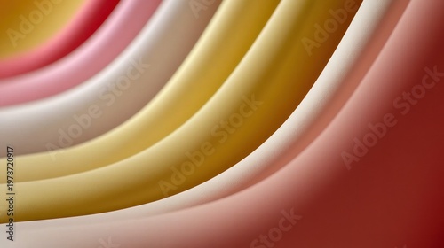 Soft Curved Layers of Pastel Colors in Flowing Pattern for Abstract Background or Design Elements