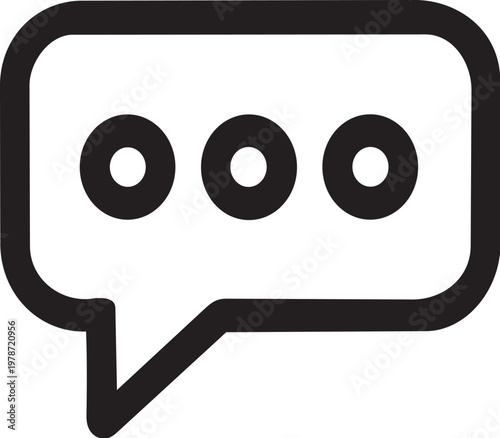 A black and white image of a speech bubble with three dots