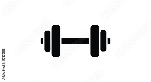 A simple stark illustration of a barbell showcasing fitness and strength training equipment a black silhouette high quality