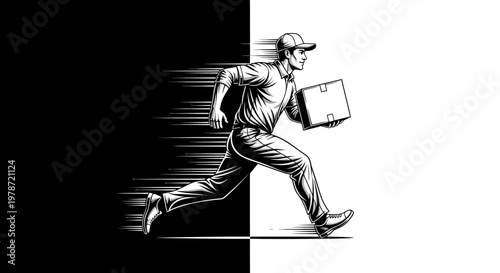 A man in a hurry running with briefcase.