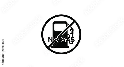 No gas allowed a black and white prohibition sign depicting a fuel pump