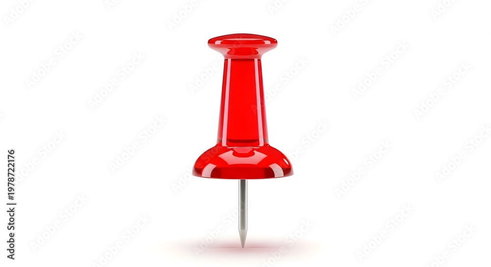 Fototapeta premium Red Thumbtack Pin Isolated on White Background