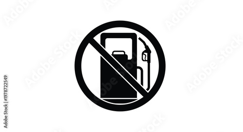 Prohibition sign depicting a gas pump indicating no fuel allowed