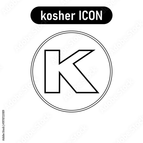 Kosher Icon – K Symbol Circle Certification Badge Outline Vector Design