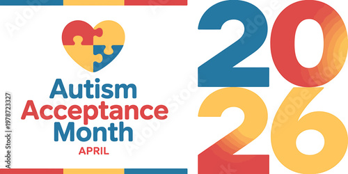 Autism Acceptance Month April awareness campaign colorful graphic illustration design