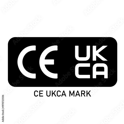 CE UKCA Mark – Combined Compliance Certification Badge Black Rectangle Icon Vector