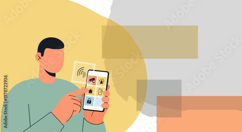 Man holding smartphone with social media on screen