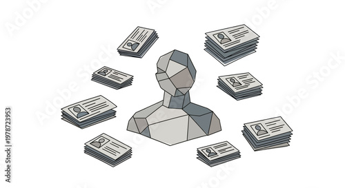 3D illustration of a person surrounded by money