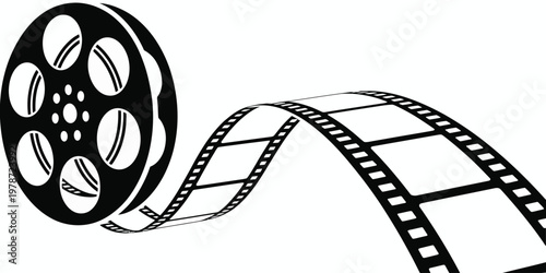 Vintage film strip design with partial frames and light shading effect isolated on white background, Vector, illustration