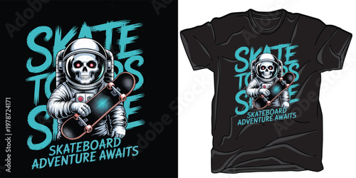 skate skull, skateboard skeleton t shirt, skate or die design, skater graphic tee, urban streetwear shirt, skull on skateboard art, extreme sports illustration, skate park apparel, youth fashion graph