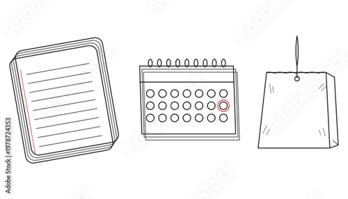 Set of hand drawn office and school supplies icons
