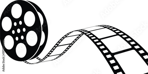 Classic film reel symbolizing motion picture history and cinema heritage isolated on white background, Vector, illustration