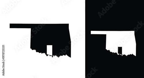 A stark visual representation of oklahoma s state outline in contrasting black and white