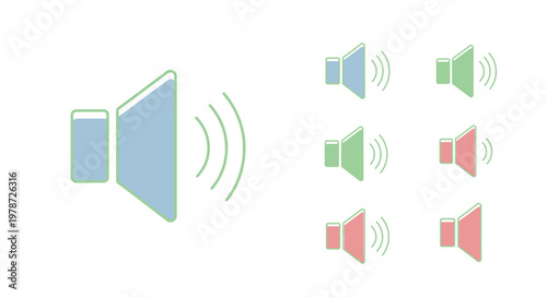 Sound speaker volume icons set.