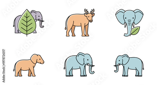 Cartoon animals in various poses.