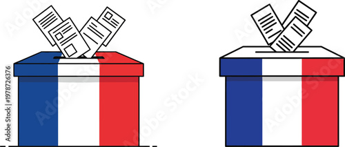 French election ballot boxes with french flag colors political party civic duty voting box vote count political campaign voting day political freedom voting booth vote