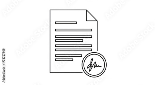 Document with signature stamp contract approval official agreement business document signed paperwork legal document contract icon agreement symbol document icon business concept
