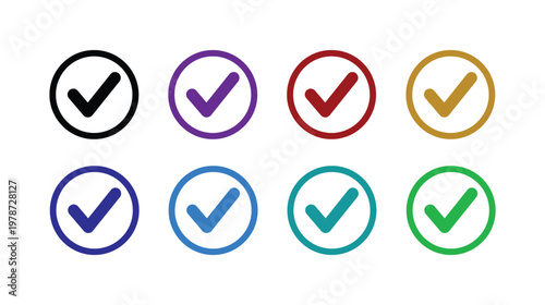 Checkmark vector icons colorful tick symbols for business and apps