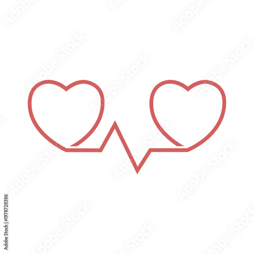 Heart and Heart pulse icon isolated on white background