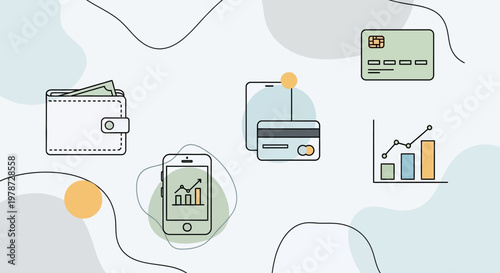 Mobile payment and finance technology icons