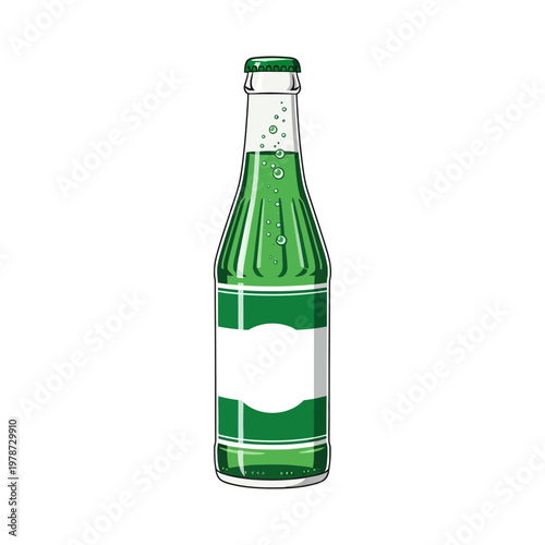 Green glass soda bottle with cap.