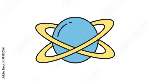 Saturn Planet with Yellow Rings Illustration.