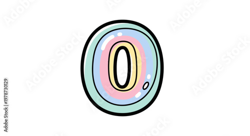 Large colorful zero number symbol.