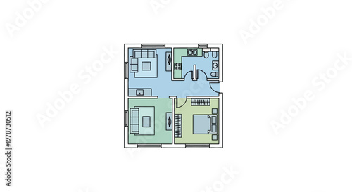 Colorful house floor plan design.