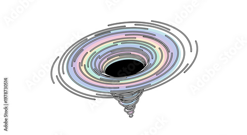 Colorful Swirling Vortex Tunnel Illustration.