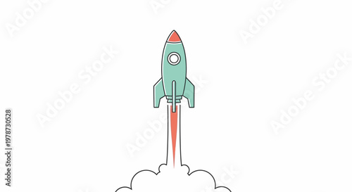 Rocket Ship Blasting Off Into Space.