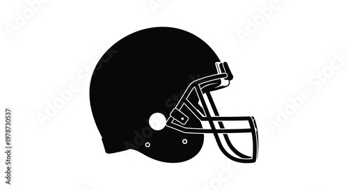 A black silhouette of an american football helmet side view