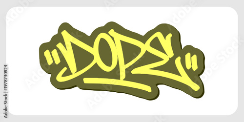 Dope Graffiti Tag Design with Vibrant Yellow Hand Style Lettering for Urban Streetwear Branding and Modern Creative Graphic Asset
