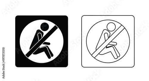Two safety belt warning signs one allowed one prohibited
