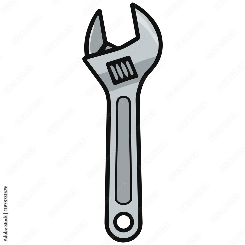 Obraz premium A wrench tool lies on a surface in an industrial environment.