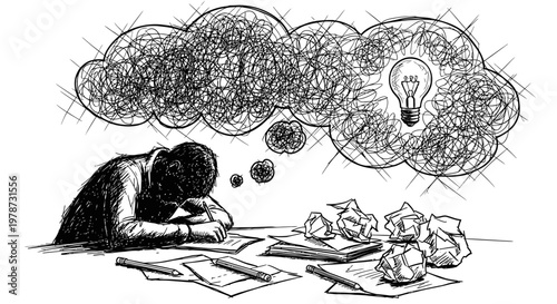 creative block concept with frustrated artist