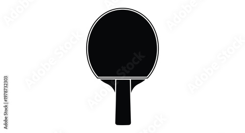 A stark black silhouette depicts a table tennis paddle showcasing its classic form and handle silhouette high quality
