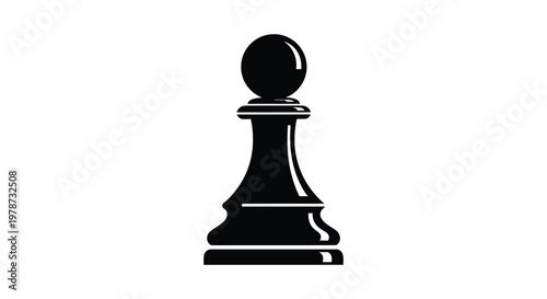 A stark black chess pawn stands prominently against a white background presenting a bold silhouette high quality professional