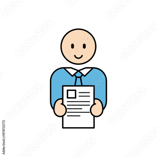 flat vector icon of HR manager reviewing resume
