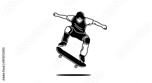 skateboarder performing aerial trick maneuver.