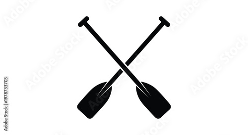 Two crossed paddles are displayed against a stark white background creating a minimalist aesthetic silhouette high quality professional