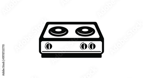 Black stovetop with two burners and knobs a simple design silhouette