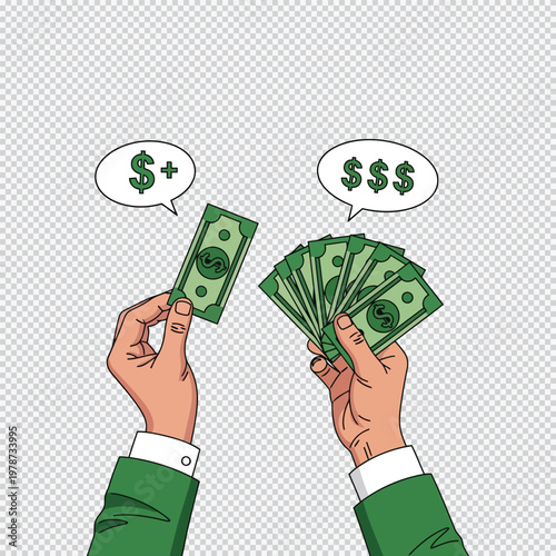 Hands holding money and discussing finance business