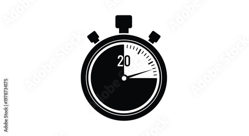 A black and white stopwatch icon displaying twenty seconds elapsed