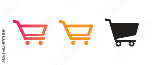 Colorful shopping cart icon representing online shopping and e commerce concept