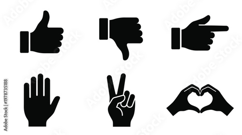 Black hand gesture icons on white.